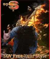 a poster for sgv free your style features a man holding a guitar