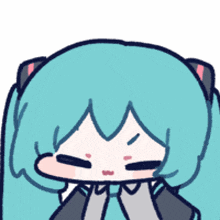 a cartoon of a girl with blue hair and ears