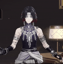 a character in a video game is wearing a necklace that has a skull on it