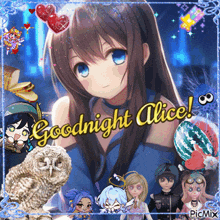 a picture of an anime girl with the words goodnight alice