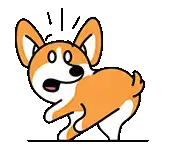 a cartoon dog with a surprised look on its face is standing on its hind legs .