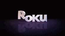 the word roku is on a purple background