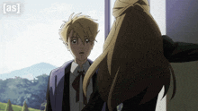 a boy and a girl are standing next to each other and the words [ as ] are on the bottom