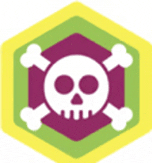 a skull and crossbones in a hexagon .