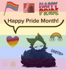 a poster that says happy pride month with a rainbow flag