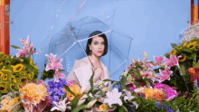 Translucent Umbrella Colorful Flowers GIF - Translucent Umbrella Colorful Flowers Bouquet GIFs