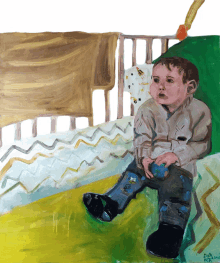 staring dana georgieva a childs world painting toddler in a crib