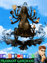 a poster for prashant gangwani with a statue of a woman in a wheelchair