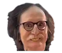 a close up of a person wearing glasses and smiling .