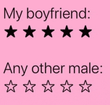 a pink background with the words " my boyfriend any other male "