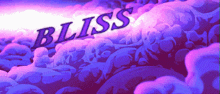 bliss is written on a purple background with waves