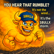 a cartoon bull wearing a blue hat that says $bullx on it