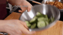 Jump Jump Maangchi GIF - Jump Jump Maangchi Toss Cucumber GIFs