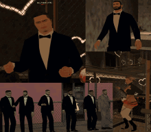 a man in a tuxedo is standing next to another man