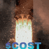 a picture of a rocket with the word scost written on it