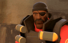 a man wearing an eye patch is holding a rifle