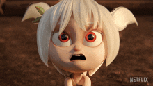 a close up of a cartoon character with a netflix logo behind her