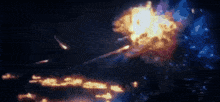 a large explosion in the sky with a lot of fire coming out of it