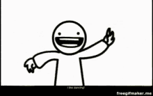 a drawing of a man with his arms outstretched and the words i like dancing below it