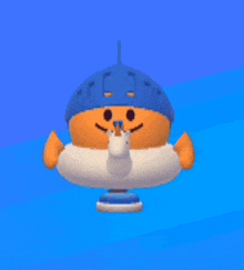 a cartoon character is wearing a blue hat and holding a unicorn in his mouth .