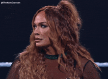 a close up of a woman 's face with the hashtag thekamdreesen on the bottom
