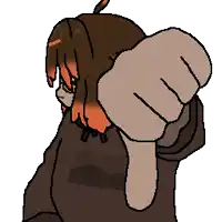 a pixel art drawing of a girl giving a thumbs down