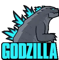 a cartoon drawing of a godzilla with the word godzilla below it