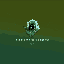a green background with neon wings and the words pop