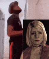 a man and a woman are standing next to each other in a room