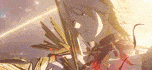 a close up of a person holding a sword and a sword in their hand .