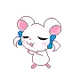 a pixel art drawing of a hamster holding a microphone .