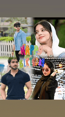 a collage of photos with the words happy birthday written in the middle