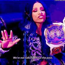 Sasha Banks Womens Tag Team Champions GIF - Sasha Banks Womens Tag Team Champions Were Not Talking About The Past GIFs