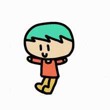 a cartoon of a boy with a green haircut