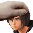 a close up of a person 's head with a hand covering it .