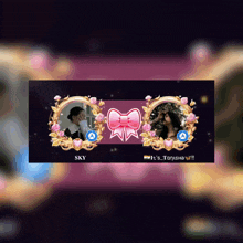 a picture of sky and tanisha is displayed on a purple background