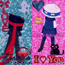 a picture of a boy and a girl with the words i love you