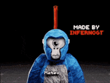 a person with a fireball in their head and the words made by infernogt behind them