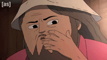 a cartoon of a man with a beard and a hat with the word [ as ] above him