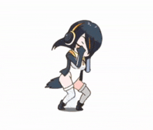 a cartoon of a girl wearing headphones standing in front of a yellow lightning bolt