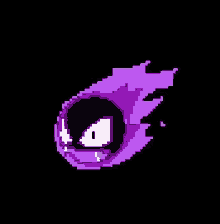 a pixel art of a purple ghost with a white eye