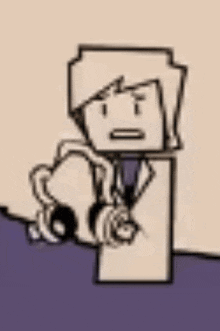 a cartoon of a man holding a camera and a bottle .