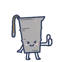 a cartoon of a measuring cup giving a thumbs up with the word good above it