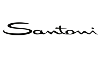 a black and white logo for santoni is displayed on a white background
