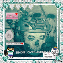 a picture of a skull with the words simon loves asher
