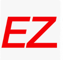 a white background with red letters that say ez