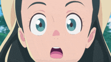 a close up of a cartoon girl with a surprised look on her face