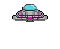 a pixel art drawing of a space ship with a blue dome
