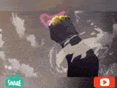 a cartoon drawing of a fist with a share button in the corner