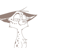 a pixel art drawing of a dalmatian cat with a black tail